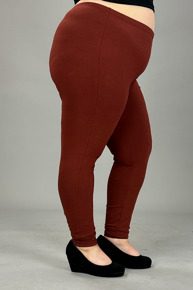 LEG-L {Embrace Change} Dk Rust Cotton Full Length Leggings  PLUS SIZE 1X 2X 3X