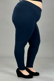 LEG-U {Embrace Change} Midnight Navy Cotton Full Length Leggings PLUS SIZE 1X 2X 3X