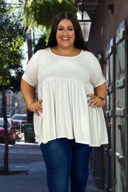 31 SSS-F {Feeling The Love} Bone Babydoll Tunic PLUS SIZE 1X 2X 3X