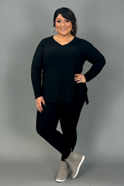 60 SET-M {Finding My Way} Black Long Sleeve SALE!! V-Neck Set PLUS SIZE 1X 2X 3X