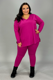 61 SET-J {Finding My Way} Magenta Long Sleeve V-Neck Set PLUS SIZE 1X 2X 3X