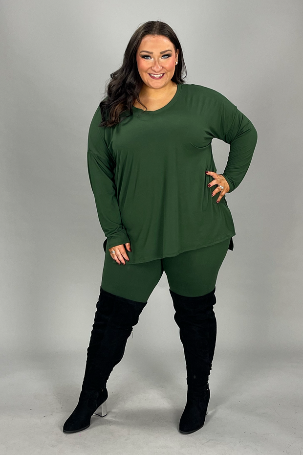 61 SET-L {Finding My Way} Army Green Long Sleeve SALE!!  V-Neck Set PLUS SIZE 1X 2X 3X