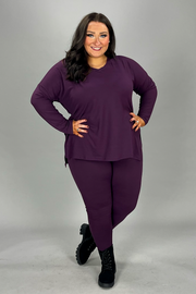 39 SET-C {Finding My Way} Eggplant Long Sleeve V-Neck Set PLUS SIZE 1X 2X 3X