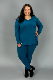 62 SET-K {Finding My Way} Teal Long Sleeve V-Neck Set PLUS SIZE 1X 2X 3X