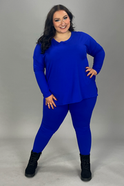 40 SET-E {Finding My Way} Bright Blue Long Sleeve V-Neck Set PLUS SIZE 1X 2X 3X