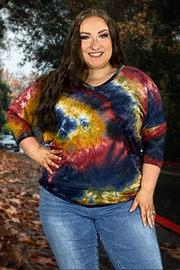 55 PQ-B {Fixed On You} Multi-Color Tie Dye Tunic EXTENDED PLUS SIZE 1X 2X 3X 4X 5X