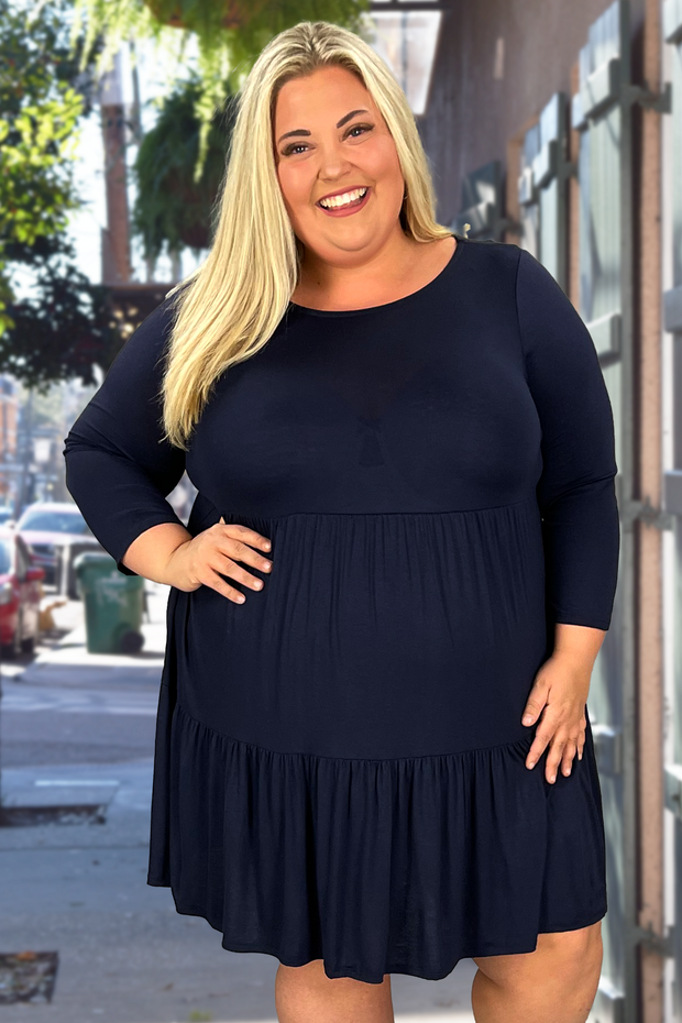 59 SQ-E {Friday Night Glam}  SALE!! Navy Tiered Dress PLUS SIZE XL 2X 3X