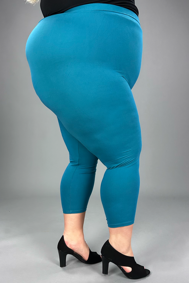 LEG-B {Get On  Up} Teal Butter Soft Capri Leggings EXTENDED PLUS SIZE 3X-5X