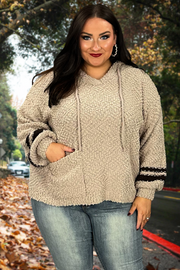 41 HD-G {Give It A Whirl} Mocha Knit SALE!! Hoodie w/Pocket PLUS SIZE 1X 2X 3X