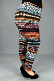 LEG - 26 {Holiday Spirit} Multi-Color Snowflake Print Leggings EXTENDED PLUS SIZE 3X/5X