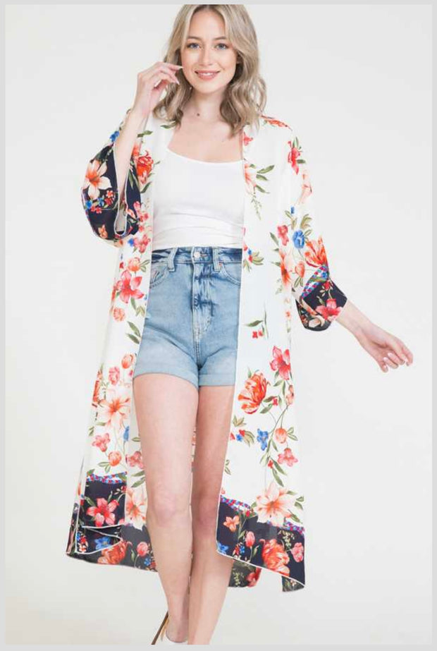 63 OT-F {Coastal Living} SALE!!  Floral Print Duster/Kimono PLUS SIZE XL 2X 3X