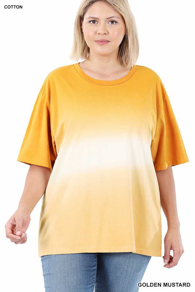 63 CP-F {Repeat After Me} MUSTARD Sale! Gradient Dye Top PLUS SIZE XL 2X 3X