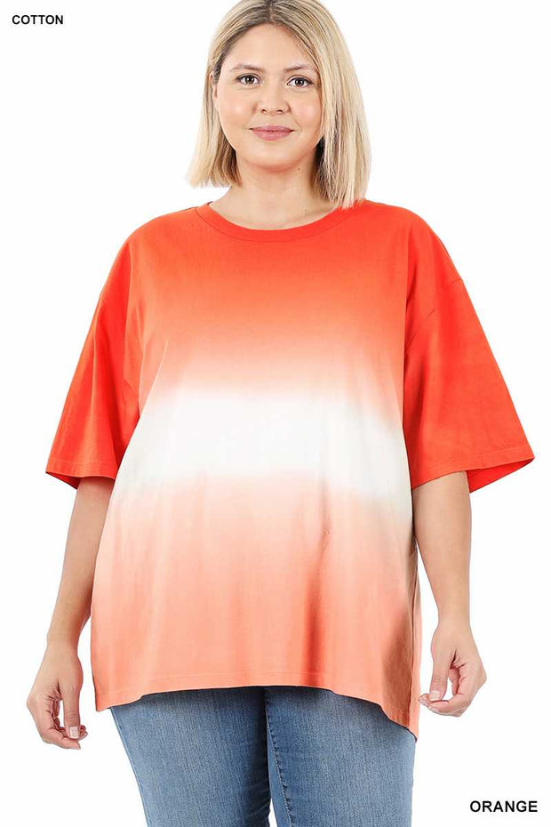 63 CP-C {Repeat After Me} ORANGE Gradient Dye Top PLUS SIZE XL 2X 3X