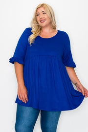 27 SQ-B {Best In Basic} Royal Blue Buttersoft Babydoll Tunic CURVY BRAND EXTENDED PLUS SIZE 4X 5X 6X