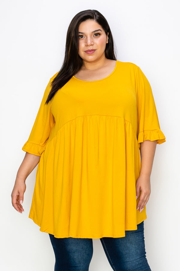 27 SQ-D {Best In Basic} Mustard Buttersoft Babydoll Tunic CURVY BRAND!!!  EXTENDED PLUS SIZE 4X 5X 6X