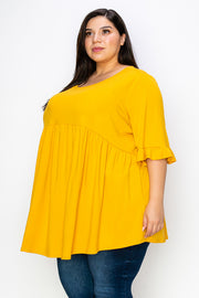 27 SQ-D {Best In Basic} Mustard Buttersoft Babydoll Tunic CURVY BRAND EXTENDED PLUS SIZE 4X 5X 6X