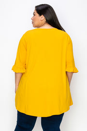 27 SQ-D {Best In Basic} Mustard Buttersoft Babydoll Tunic CURVY BRAND EXTENDED PLUS SIZE 4X 5X 6X