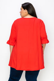 27 SQ-C {Best In Basic} Red Buttersoft Babydoll Tunic CURVY BRAND!!! EXTENDED PLUS SIZE 4X 5X 6X