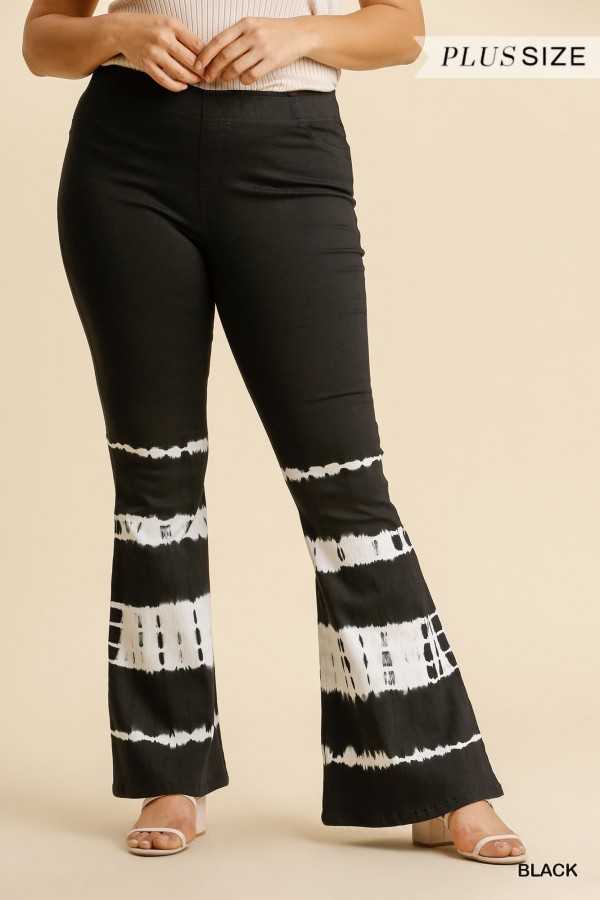 LEG-Q {Right Attitude} "UMGEE" Black Tie-Dye Pants PLUS SIZE XL 1XL 2XL  SALE!!!!