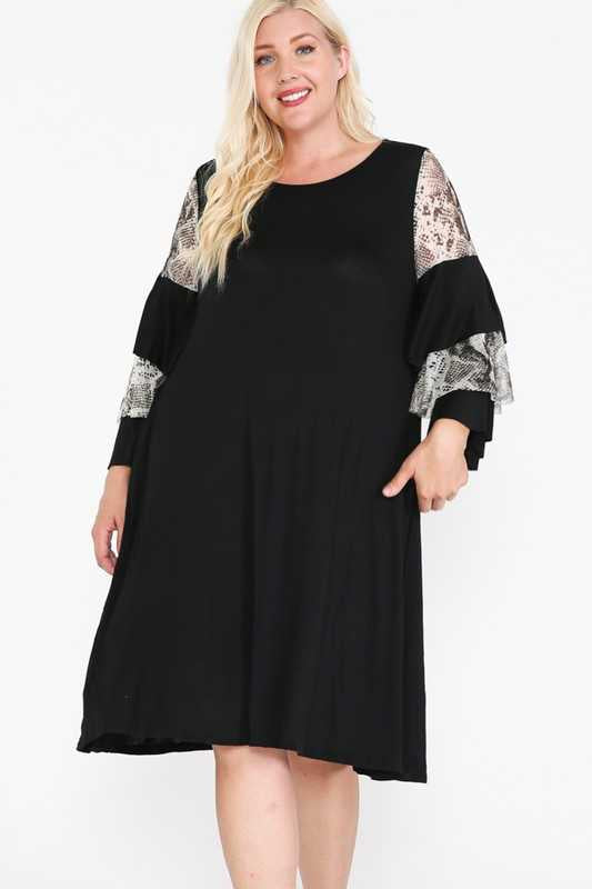 63 CP-A {Charmed I'm Sure} Black Dress Snakeskin Print EXTENDED PLUS SIZE 3X 4X 5X 6X