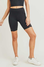 LEG-A  {Love Spell} Black Biker Shorts with Lace Detail