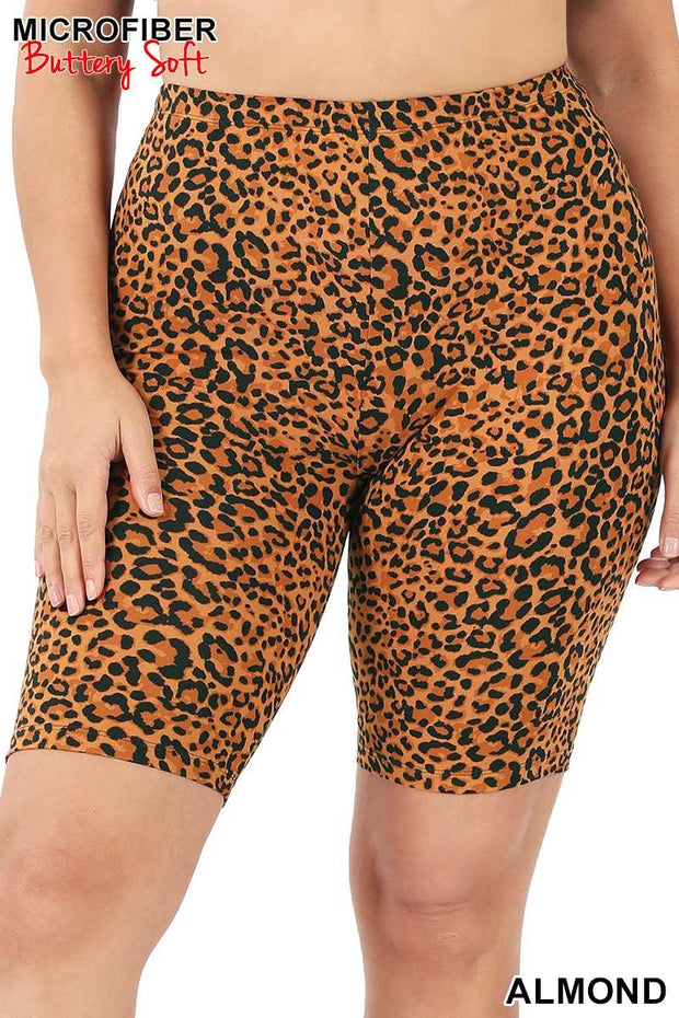 BIN 99 {Wild Card} Almond Cheetah Print Biker Shorts PLUS SIZE XL 2X 3X