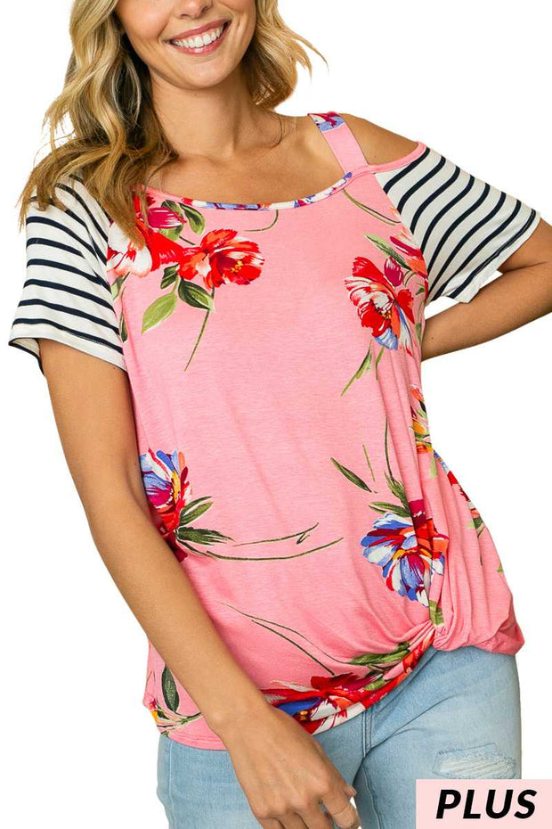 65 OS-Y {A Song About Love} PINK ***SALE*** Floral Off-Shoulder Top PLUS SIZE 1X 2X 3X