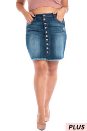 LEG 98 {Prove Them Wrong} Denim Button Front Skirt PLUS SIZE 1X 2X 3X