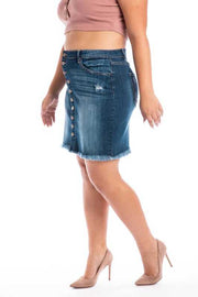 LEG 98 {Prove Them Wrong} Denim Button Front Skirt PLUS SIZE 1X 2X 3X