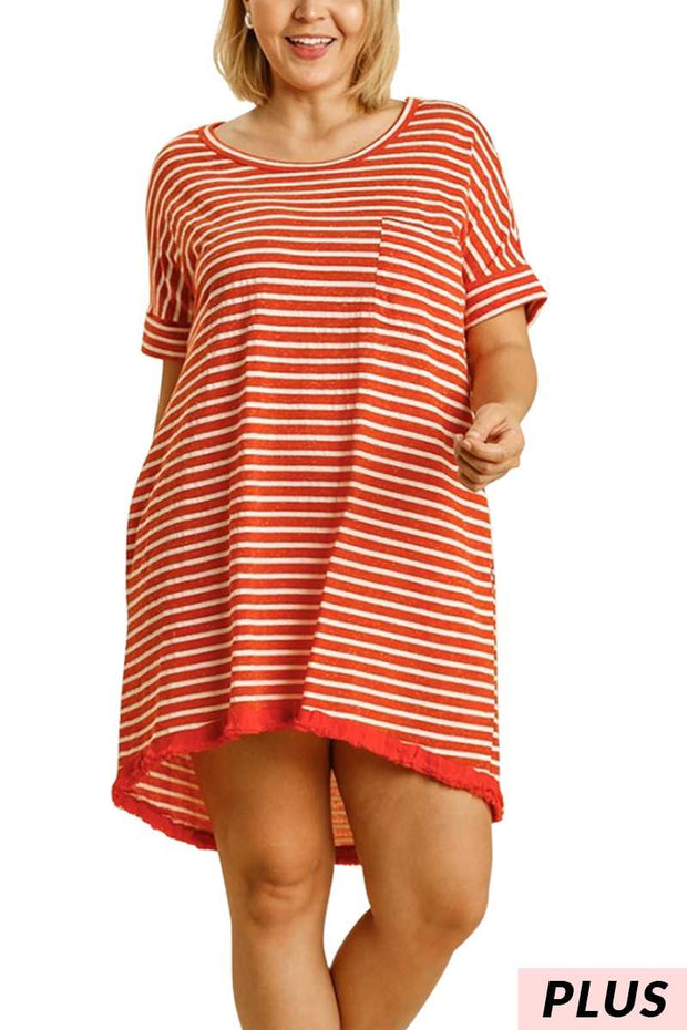 65 PSS-J {Lookin' Good} "UMGEE" Striped Hi-Lo Dress PLUS SIZE XL 1XL 2XL *** FLASH SALE***