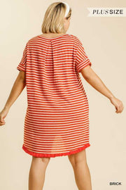 65 PSS-J {Lookin' Good} "UMGEE" Striped Hi-Lo Dress PLUS SIZE XL 1XL 2XL *** FLASH SALE***