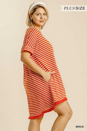 65 PSS-J {Lookin' Good} "UMGEE" Striped Hi-Lo Dress PLUS SIZE XL 1XL 2XL  SALE!!!!