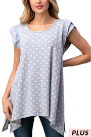 64 PSS-N {Chic Simplicity}  SALE!! Blue Pink Polka-Dot Tunic PLUS SIZE 1X 2X 3X