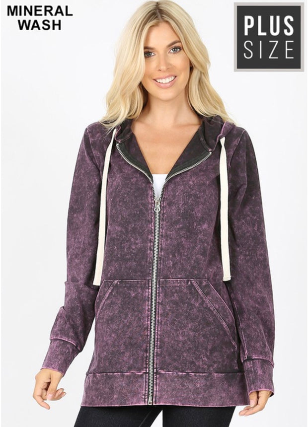 OT-M {Worth The Wait} Blackberry Mineral Wash Hoodie Jacket SALE!!