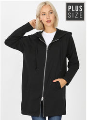 OT-M {Miles Apart} Long Black Hoodie   Jacket Full Zipper SALE!!!