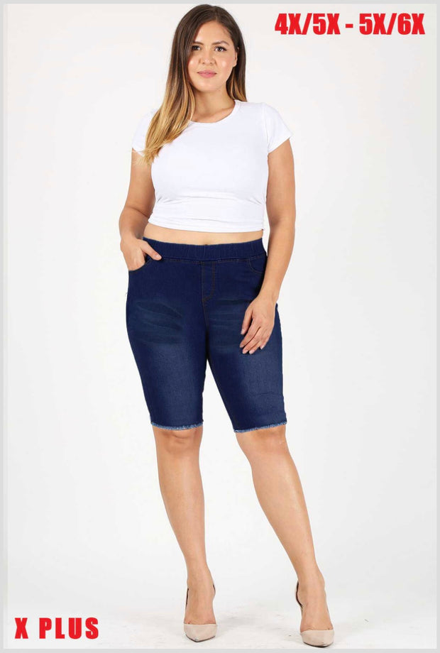 LEG-4 {Sweet Applause} Dark Denim Shorts EXTENDED PLUS SIZE 4X/5X 5X/6X