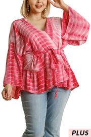 66 OT-E {Hello Beautiful} "UMGEE" Red Tie-Dye Kimono PLUS SIZE XL/1XL or 1XL/2XL SALE!!!