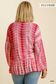 66 OT-E {Hello Beautiful} "UMGEE" Red Tie-Dye Kimono PLUS SIZE XL/1XL or 1XL/2XL