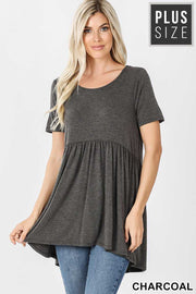 66 SSS-J {Baby Loves} CHARCOAL Babydoll Tunic PLUS SIZE 1X 2X 3X SALE!!