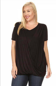 51 SSS-A {Midnight Sweep} Black Tunic w Overlap Plus Size XL 2X 3X