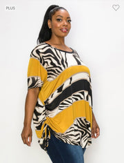 46  PSS-G {Choosing To Glow} Mustard Zebra Print Top SALE!!! CURVY BRAND EXTENDED PLUS SIZE 4X 5X 6X