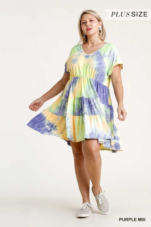 70 PSS-U {Easy Days Ahead} "UMGEE” SALE!!  Tie-Dye Dress PLUS SIZE XL, 1XL, 2XL