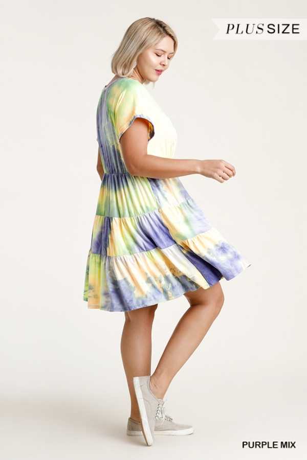 70 PSS-U {Easy Days Ahead} "UMGEE” SALE!!  Tie-Dye Dress PLUS SIZE XL, 1XL, 2XL