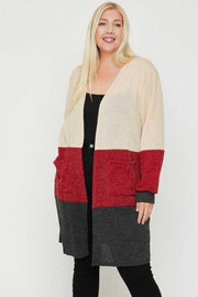 40 OT-E {Holding Hope} Tan Burgundy Ribbed SALE!!  Cardigan PLUS SIZE XL 2X 3X