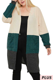 40 OT-D {Cozy Essence} Tan Green Ribbed Cardigan PLUS SIZE XL 2X 3X