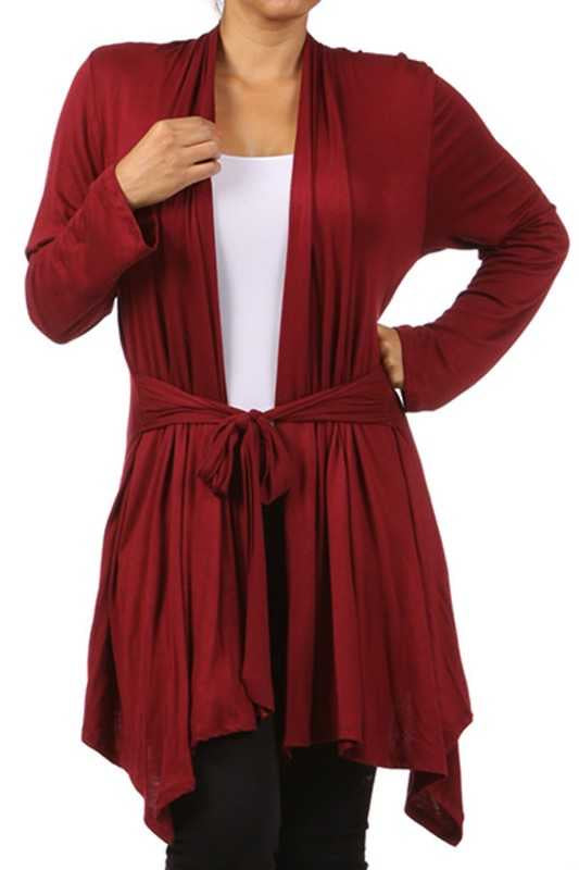 41 OT-G {One Perspective} Burgundy Tie Front Cardigan PLUS SIZE XL 2X 3X