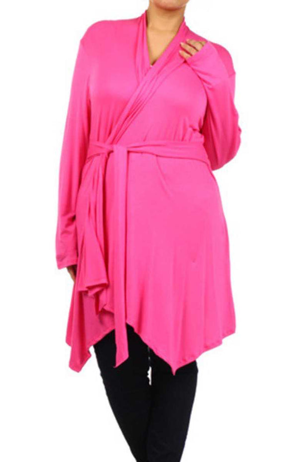 41 OT-J {Adventure Bound} Fuchsia Tie Front Cardigan PLUS SIZE XL 2X 3X