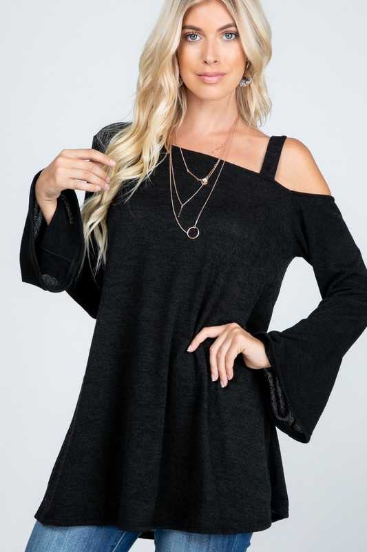 41  OS-P {Darkness Falls} Black Off Shoulder Tunic PLUS SIZE XL 2X 3X