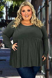 96 SLS-D {Keep It Going} Ash Grey Babydoll Hi/Low Top PLUS SIZE 1X 2X 3X