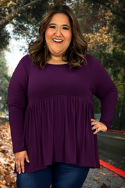 96 SLS-E {Keep It Going} Dk. Plum Babydoll Hi/Low Top PLUS SIZE 1X 2X 3X